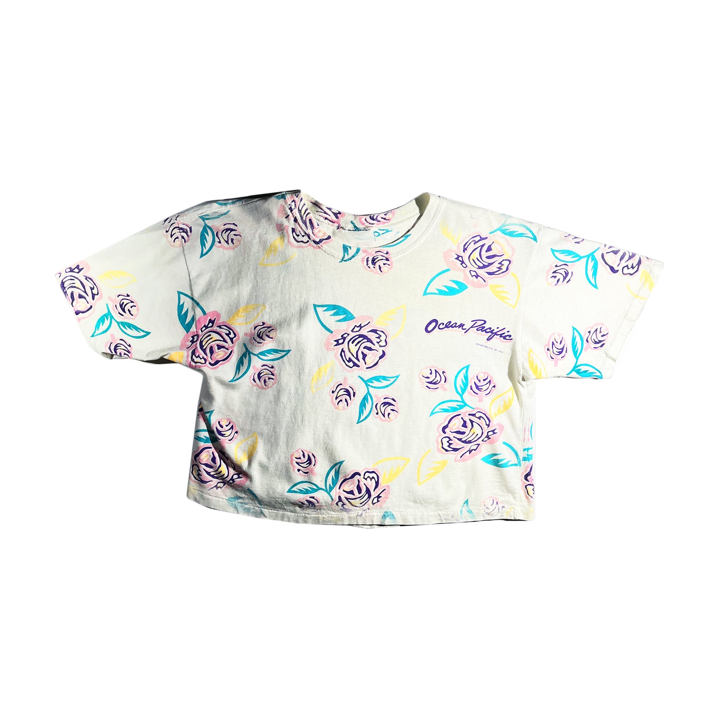 Vintage Ocean Pacific T-Shirt Cropped AND Boxy Fit 90's Floral