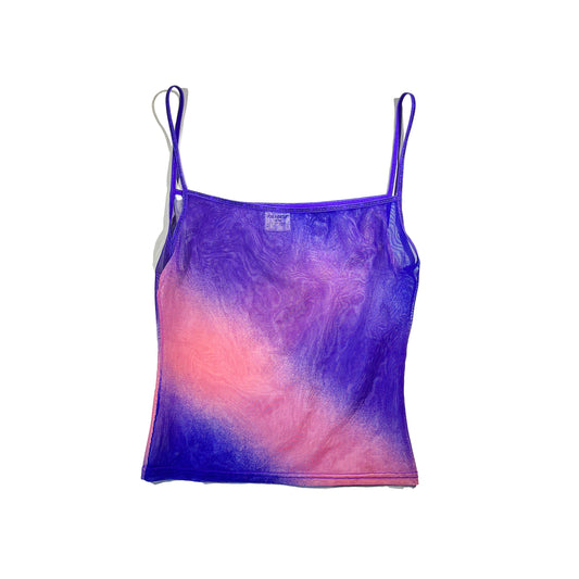 Vintage Crop Top Joe Boxer Sheer Y2K Sleeveless Tank Ombre
