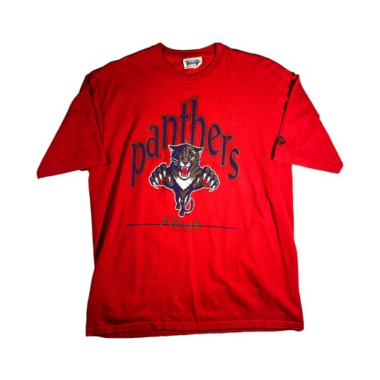 Vintage Florida Panthers T-Shirt Autographed Rob Neidermayer 90's NHL