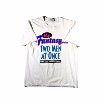 Vintage Fantasy T-Shirt Two Men At Once Funny Slogan