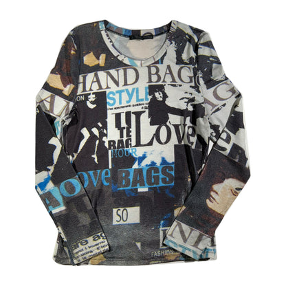 Vintage Newspaper Y2K Long Sleeve Top