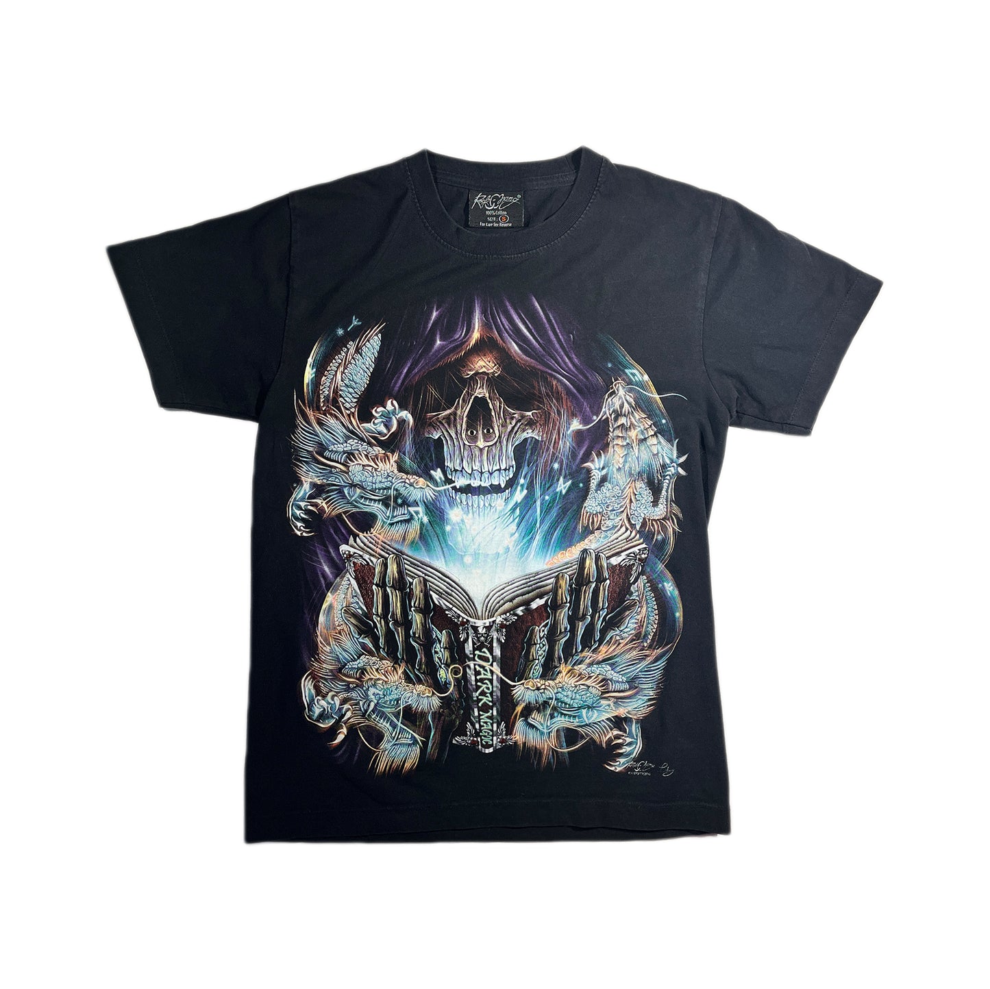 Vintage Dark Magic T-Shirt Skull & Dragons