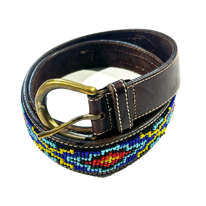 Vintage Beaded Leather Belt