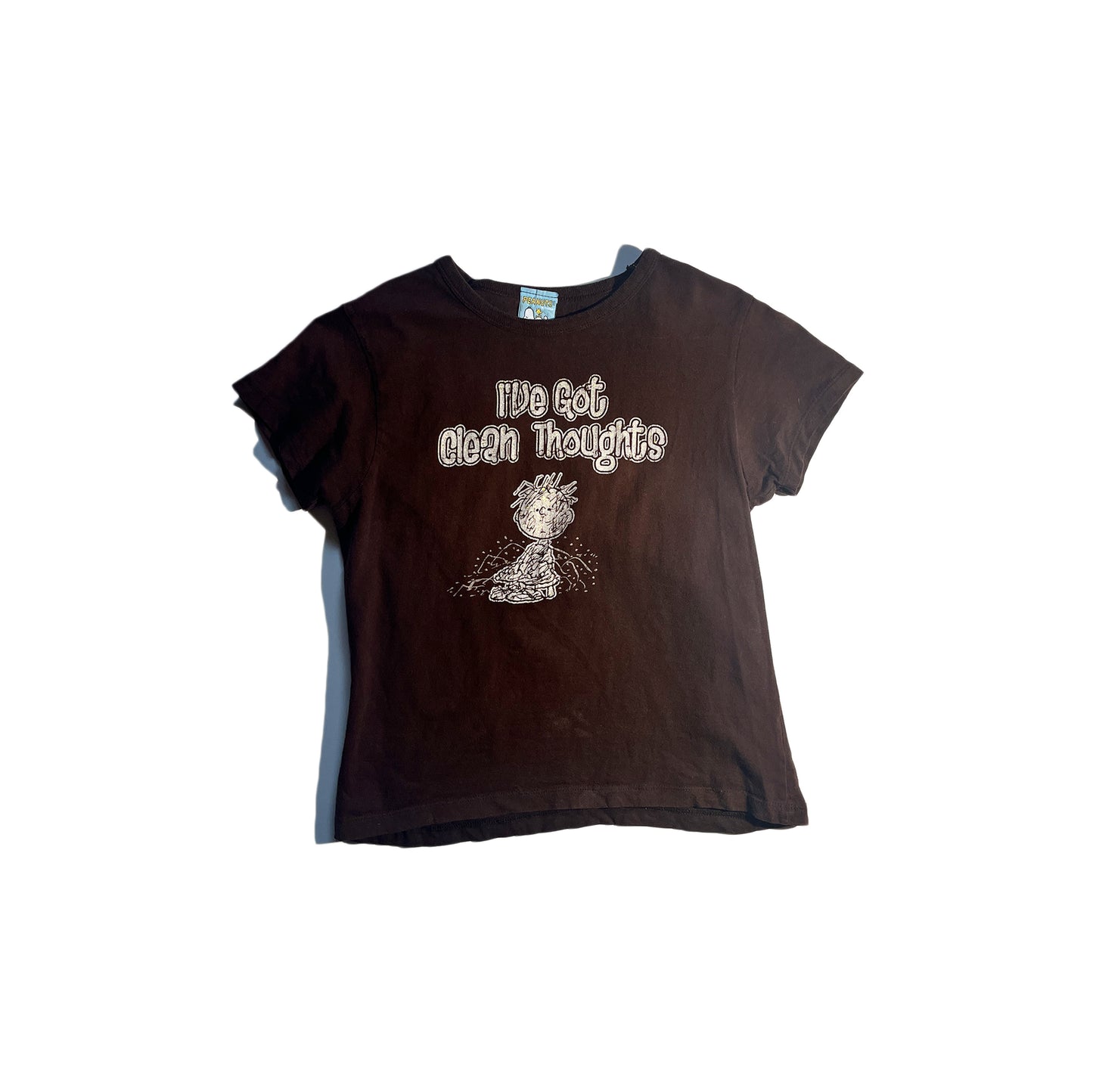 Vintage Peanuts T-Shirt I've Got Clean Thoughts Slogan Baby Tee