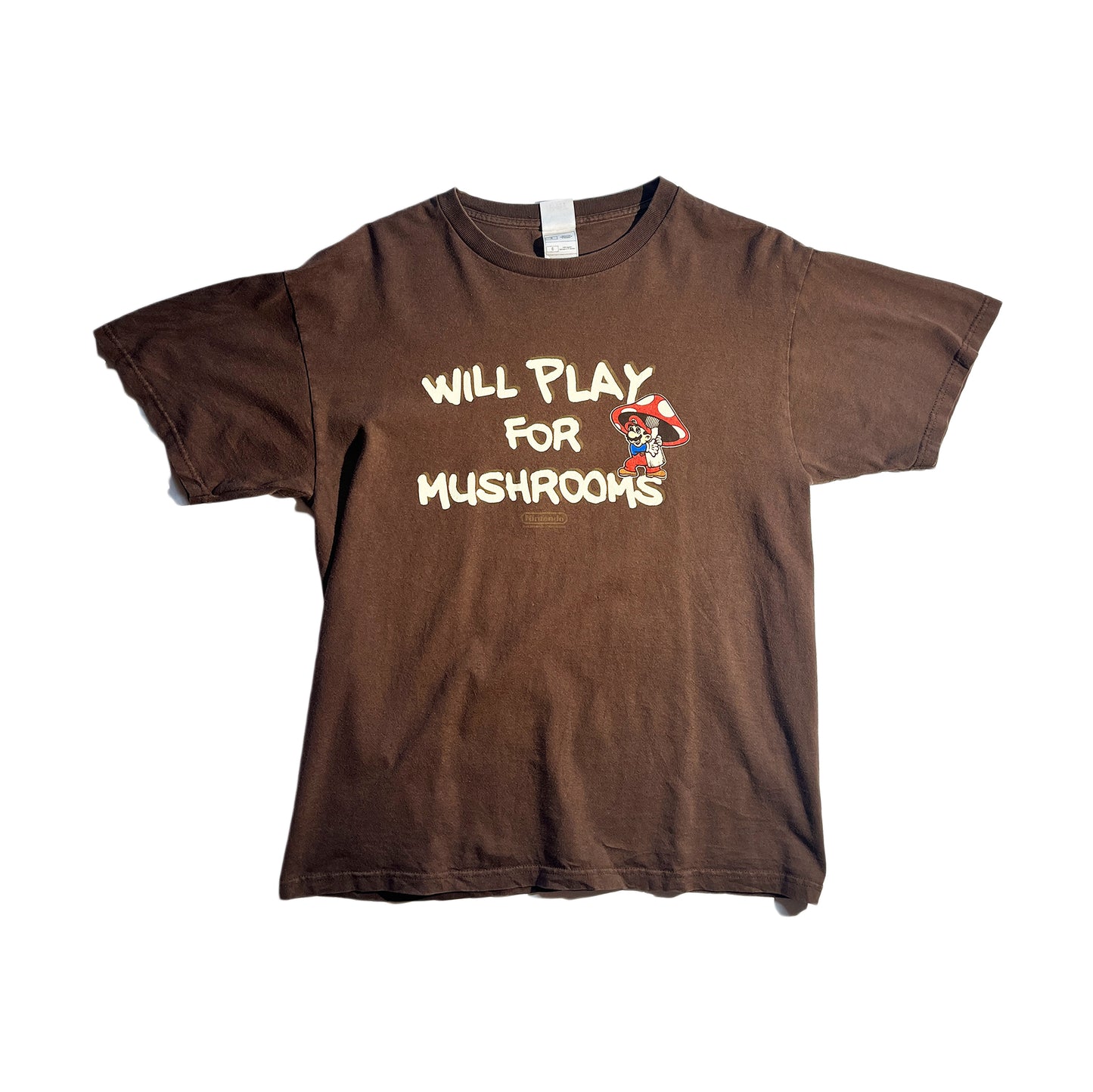 Vintage Super Mario T-Shirt Will Play For Mushrooms Slogan 🍄