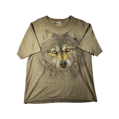 Vintage Wolf Shirt Ribbed USA Made Mo Ranch Texas Animal