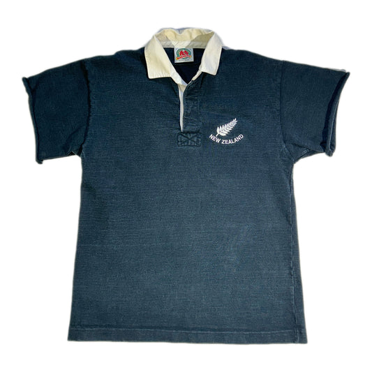 Vintage New Zealand Rugby Top Polo Cut Sleeves Barbarian