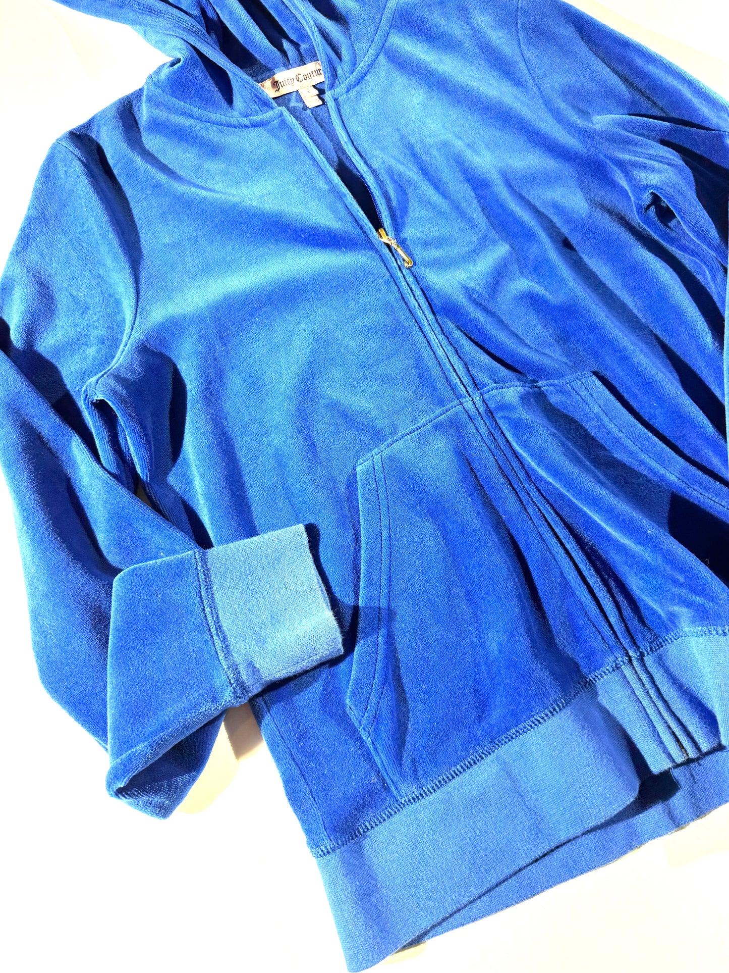 Vintage Juicy Couture Hoodie Blue Velour Top