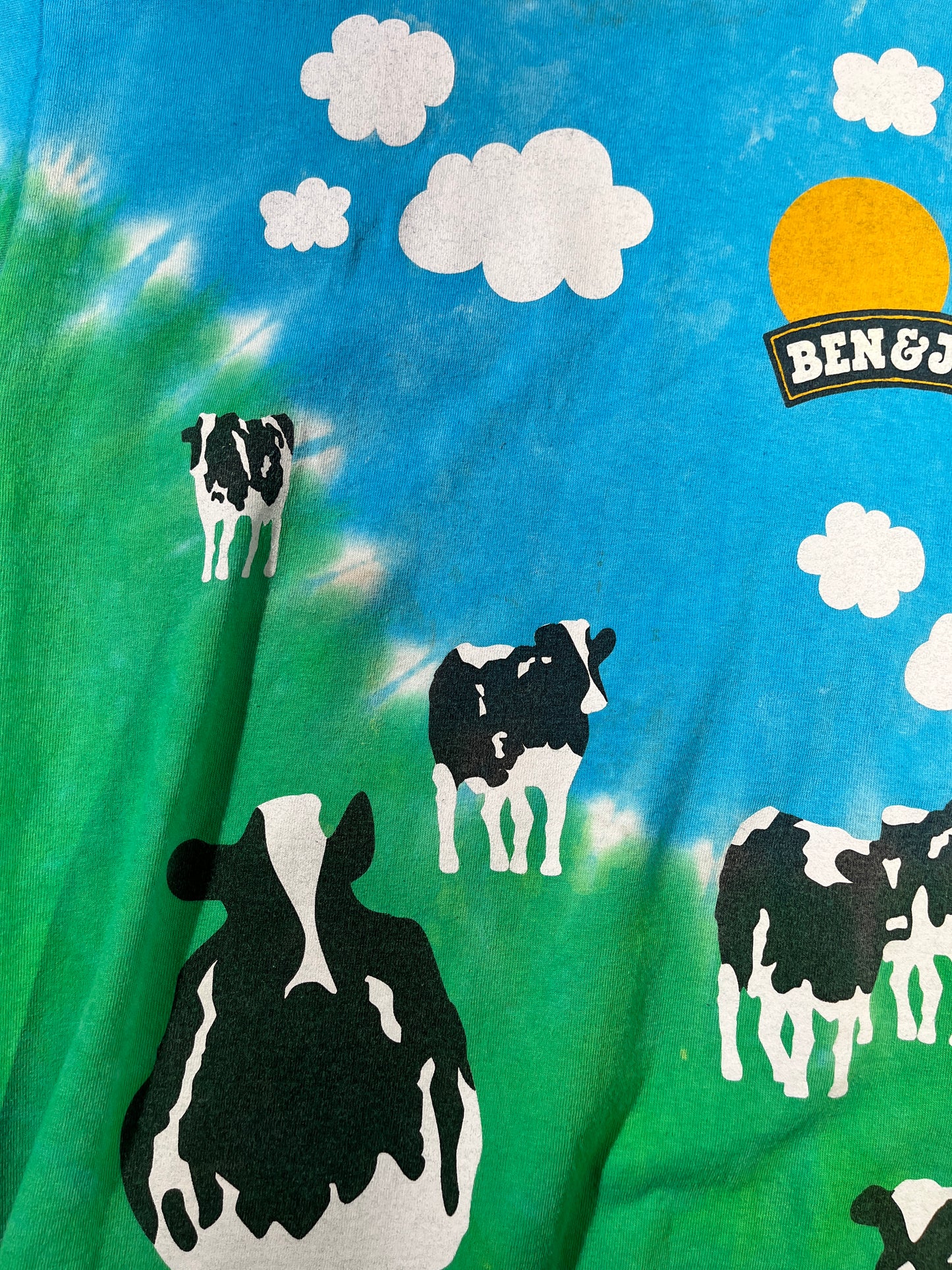 Vintage Ben & Jerrys T-Shirt Adult Tie Dye Euphoria Cow Ice Cream Hippie All Over Print