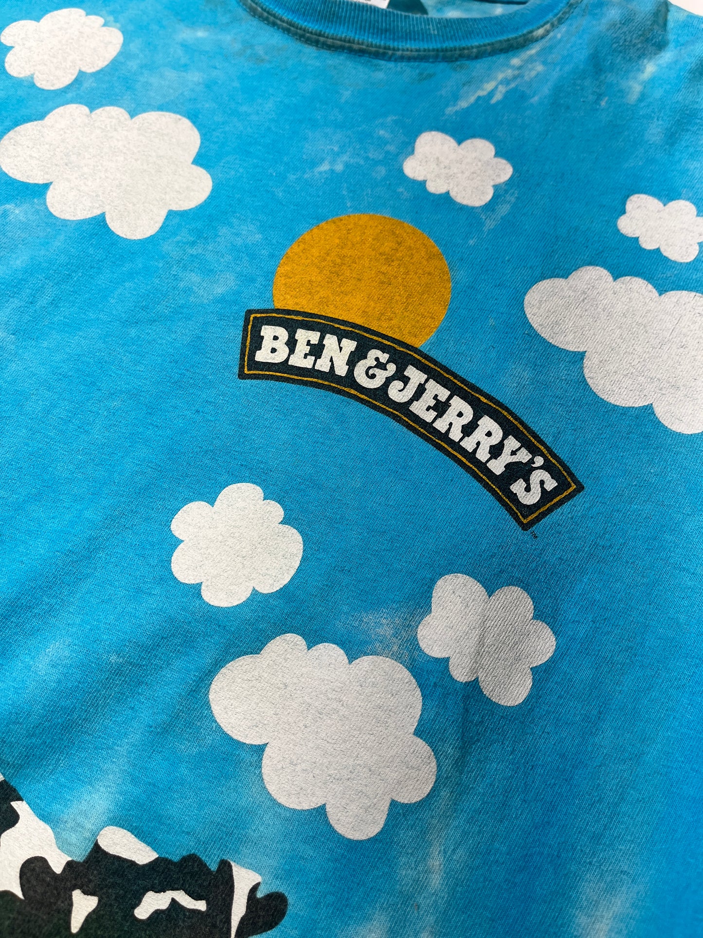 Vintage Ben & Jerrys T-Shirt Adult Tie Dye Euphoria Cow Ice Cream Hippie All Over Print