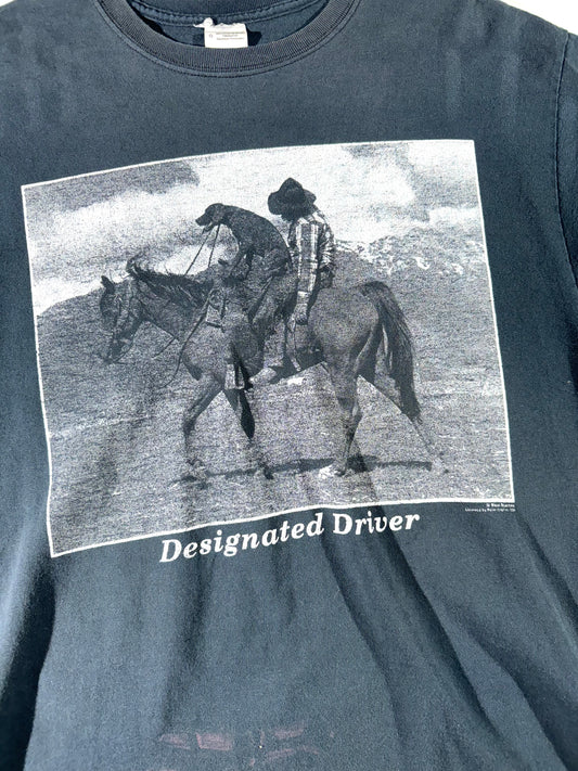 Vintage Designated Driver T-Shirt Horse And Dog Animal Tee