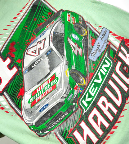 Vintage Nascar T-Shirt Kevin Harvick Stewart-Haas Racing Team Collection Mint Green