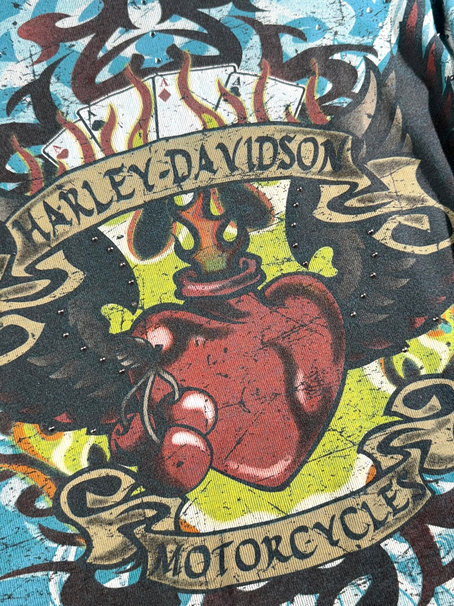 Vintage Harley Davidson Long Sleeve Shirt Y2K Top Tattoo Style