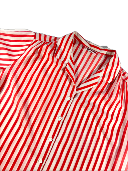 Vintage Red Striped Summer Shirt Button Up USA Made