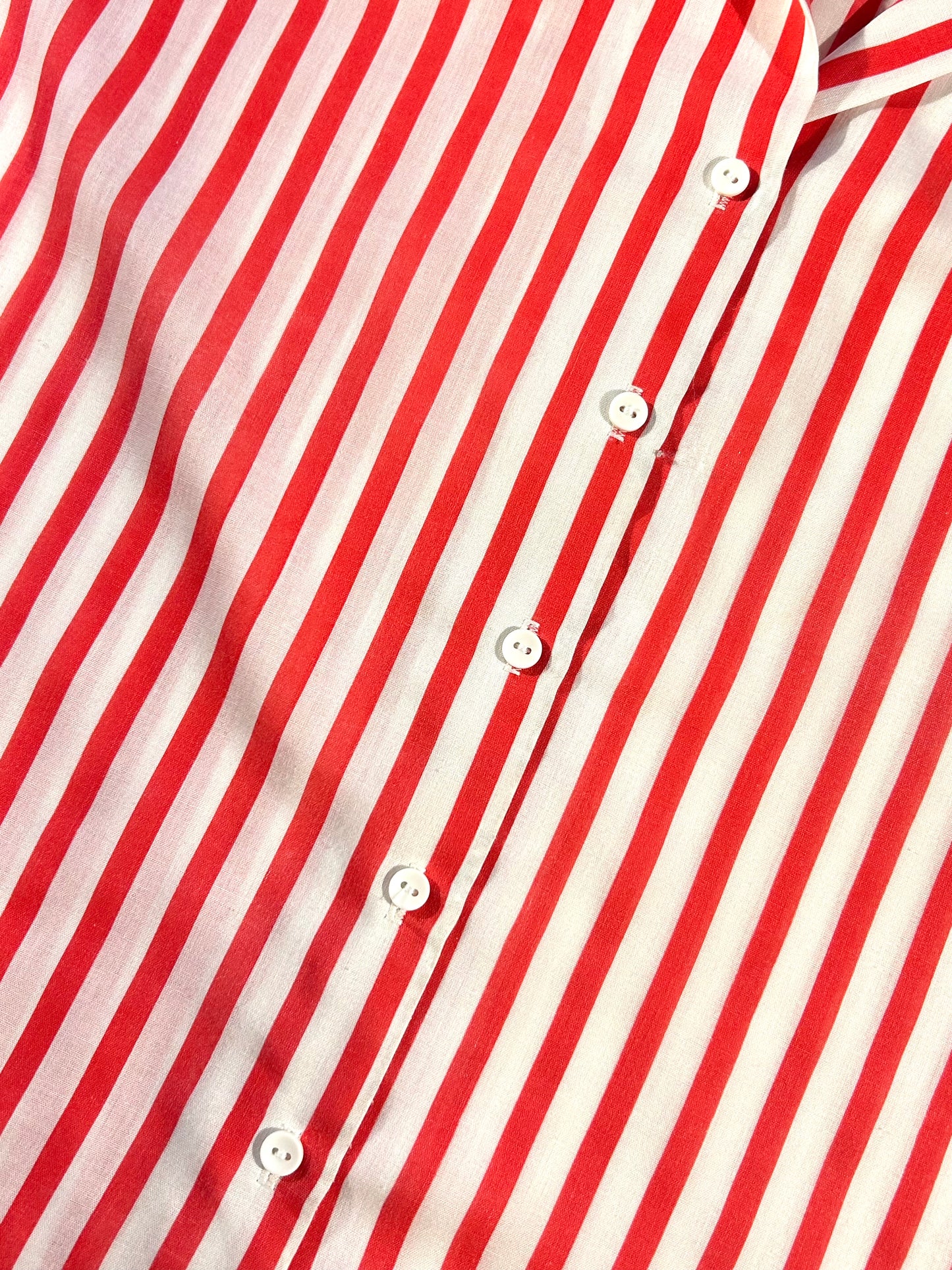 Vintage Red Striped Summer Shirt Button Up USA Made
