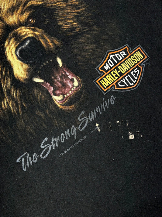 Vintage 3D Emblem Harley Davidson T-Shirt Grizzly Bear 1991 USA Made