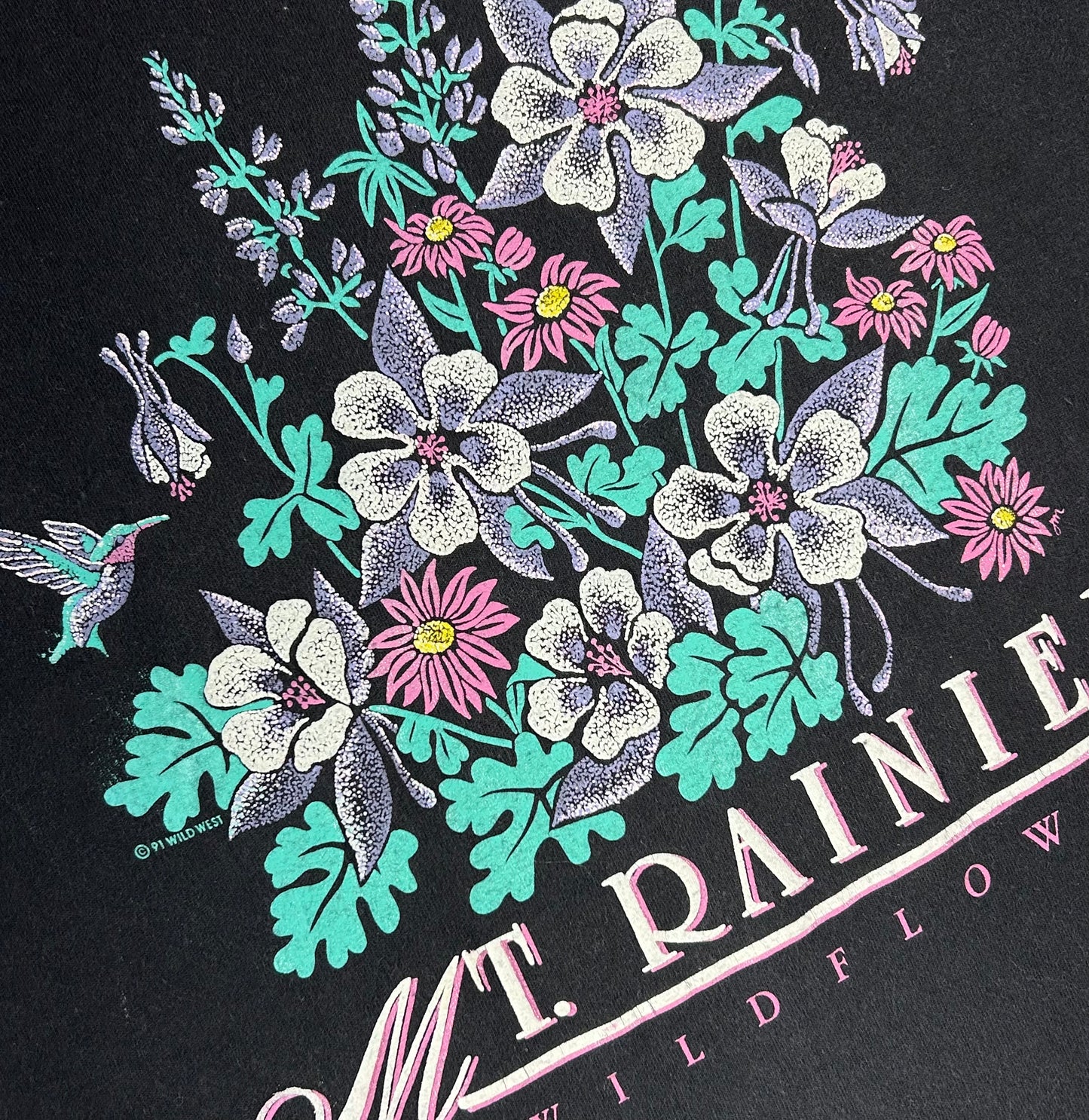 Vintage Mt Rainier T-Shirt 90's Wildflowers