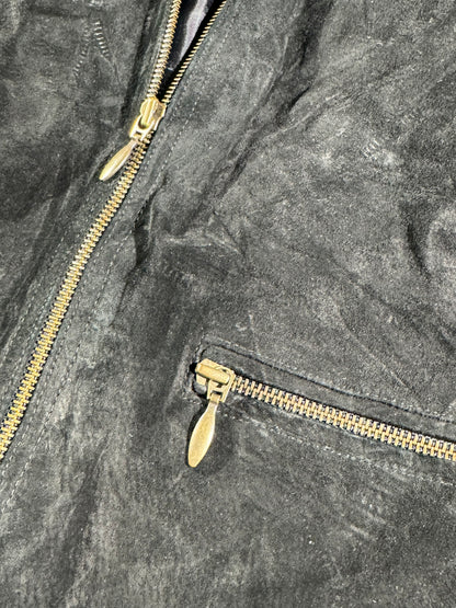 Vintage Black Suede Leather Jacket
