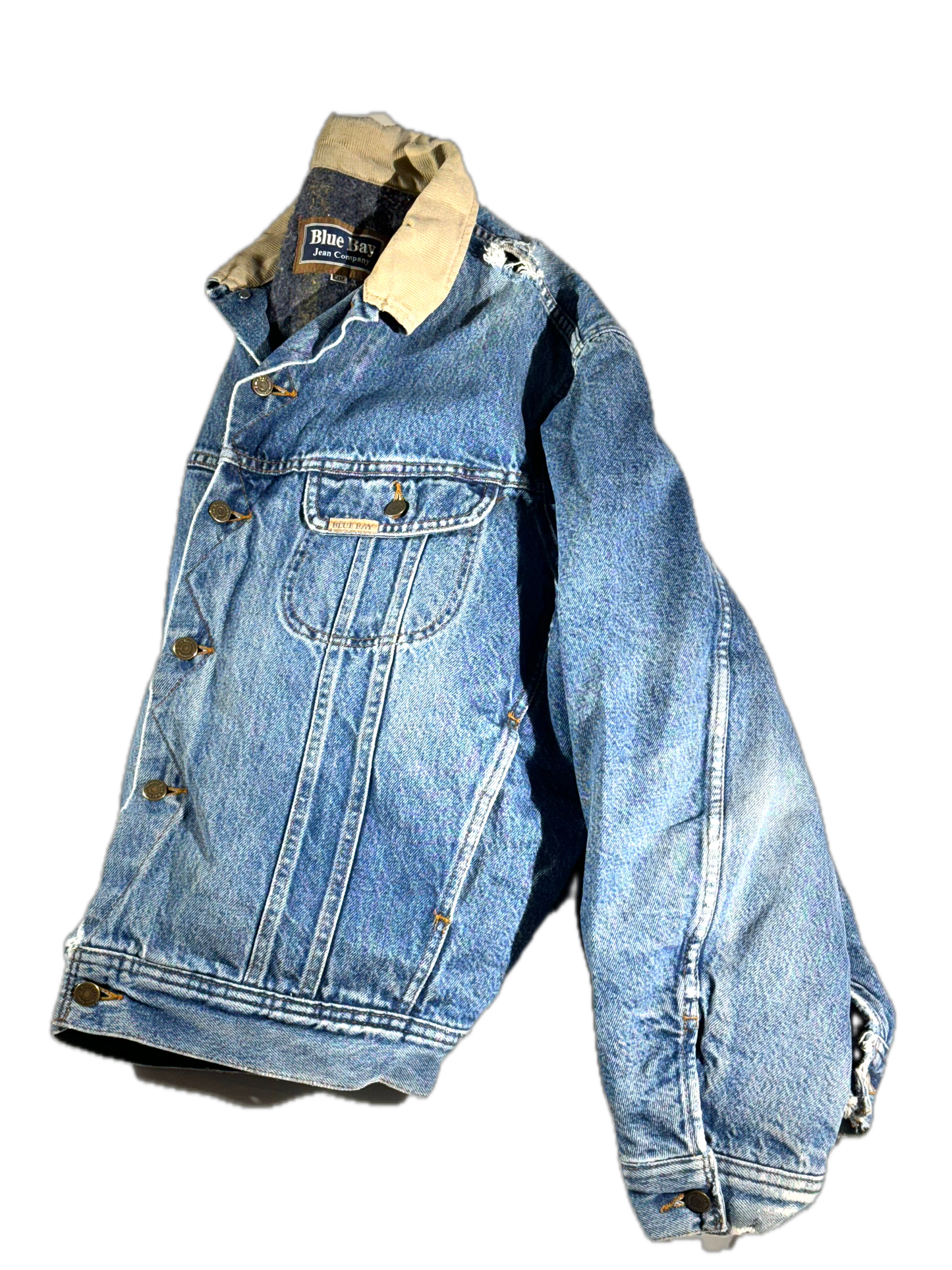 Vintage Denim Jacket Blanket Lined Trucker Style