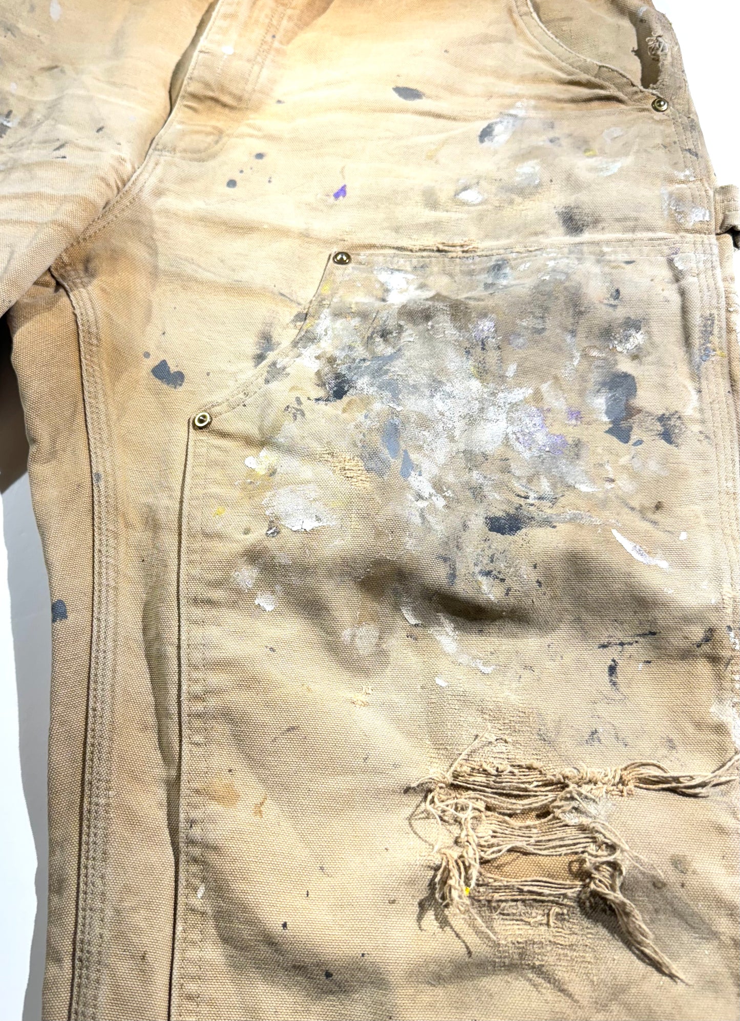 Vintage Carhartt Pants Distressed Paint Splatter Cargos USA Made