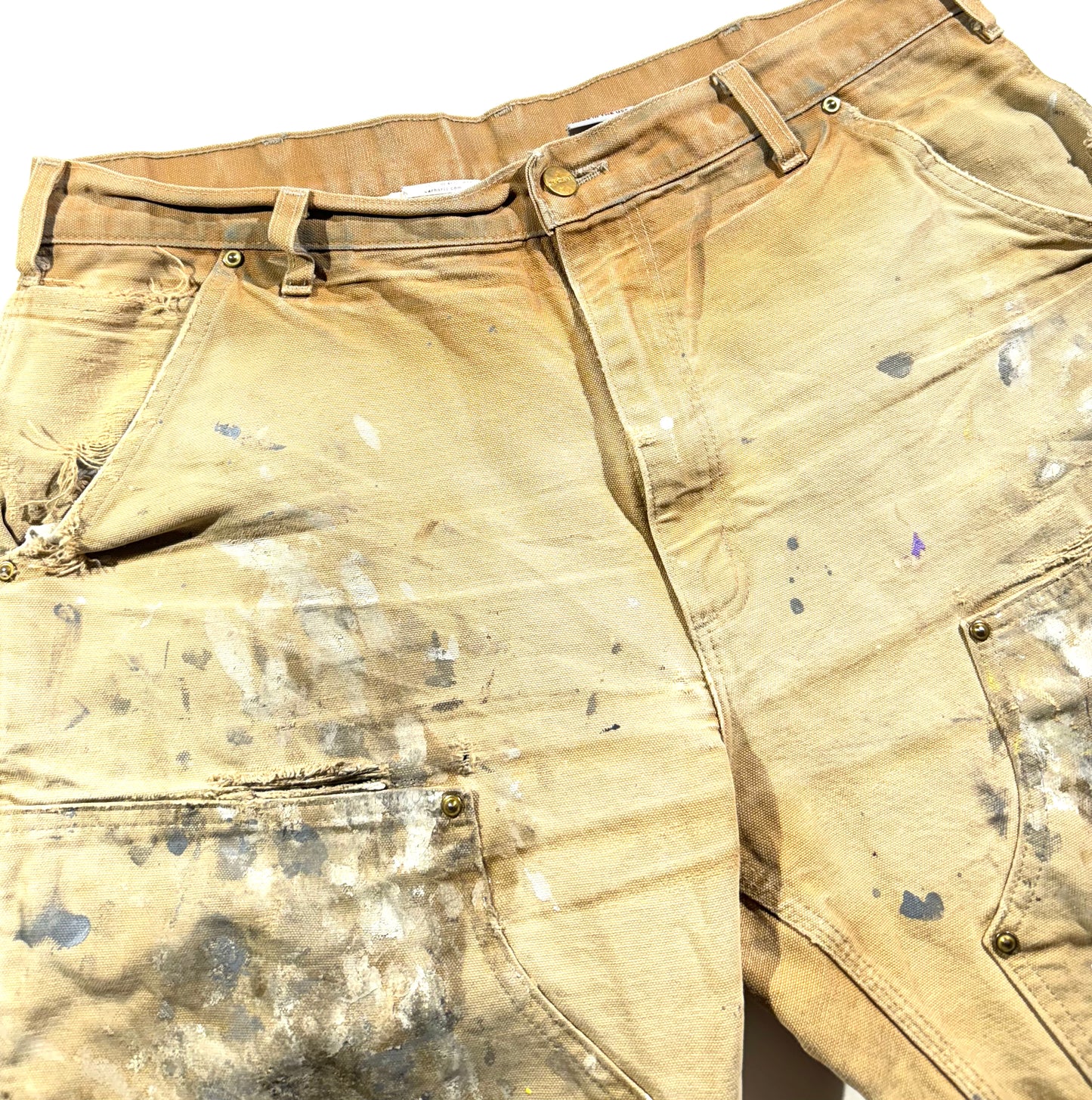 Vintage Carhartt Pants Distressed Paint Splatter Cargos USA Made