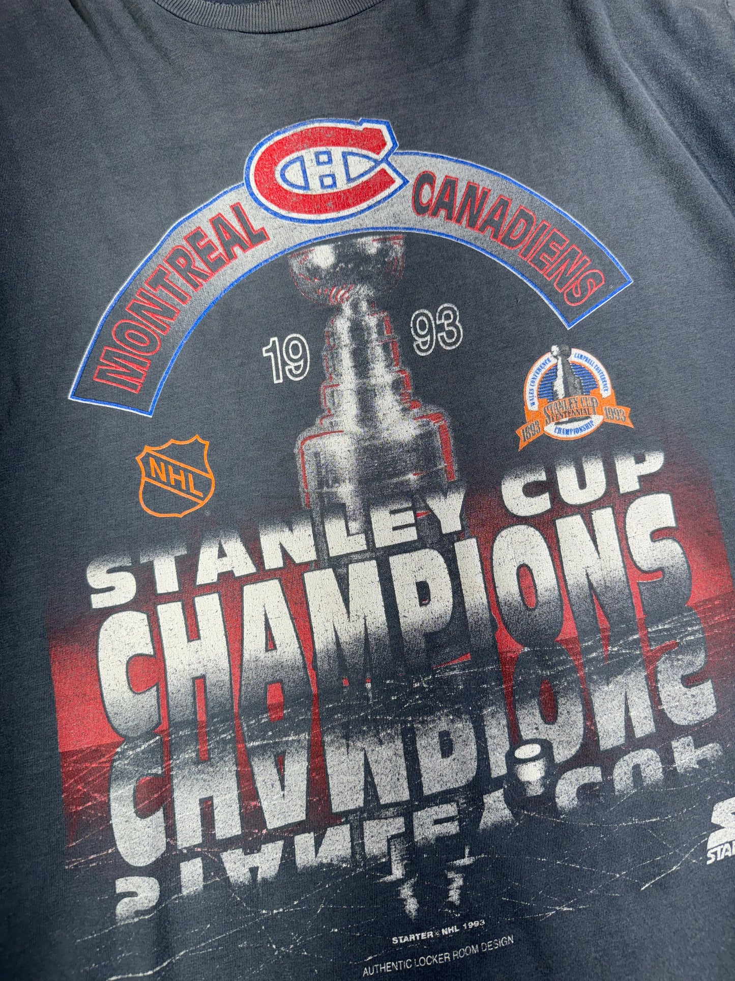 Vintage Montreal Canadiens T-Shirt NHL Stanley Cup Champs Faded Started Canadian Made