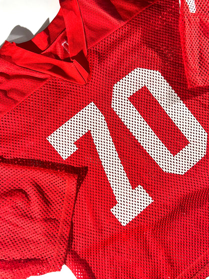 Vintage Red Football Jersey Mesh #70 Carlson Russell