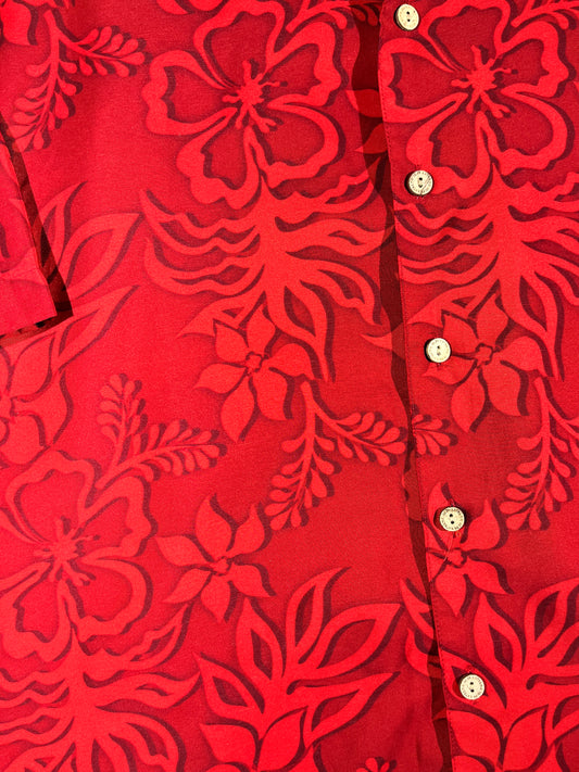 Vintage Hawaiian Shirt Red Button Up