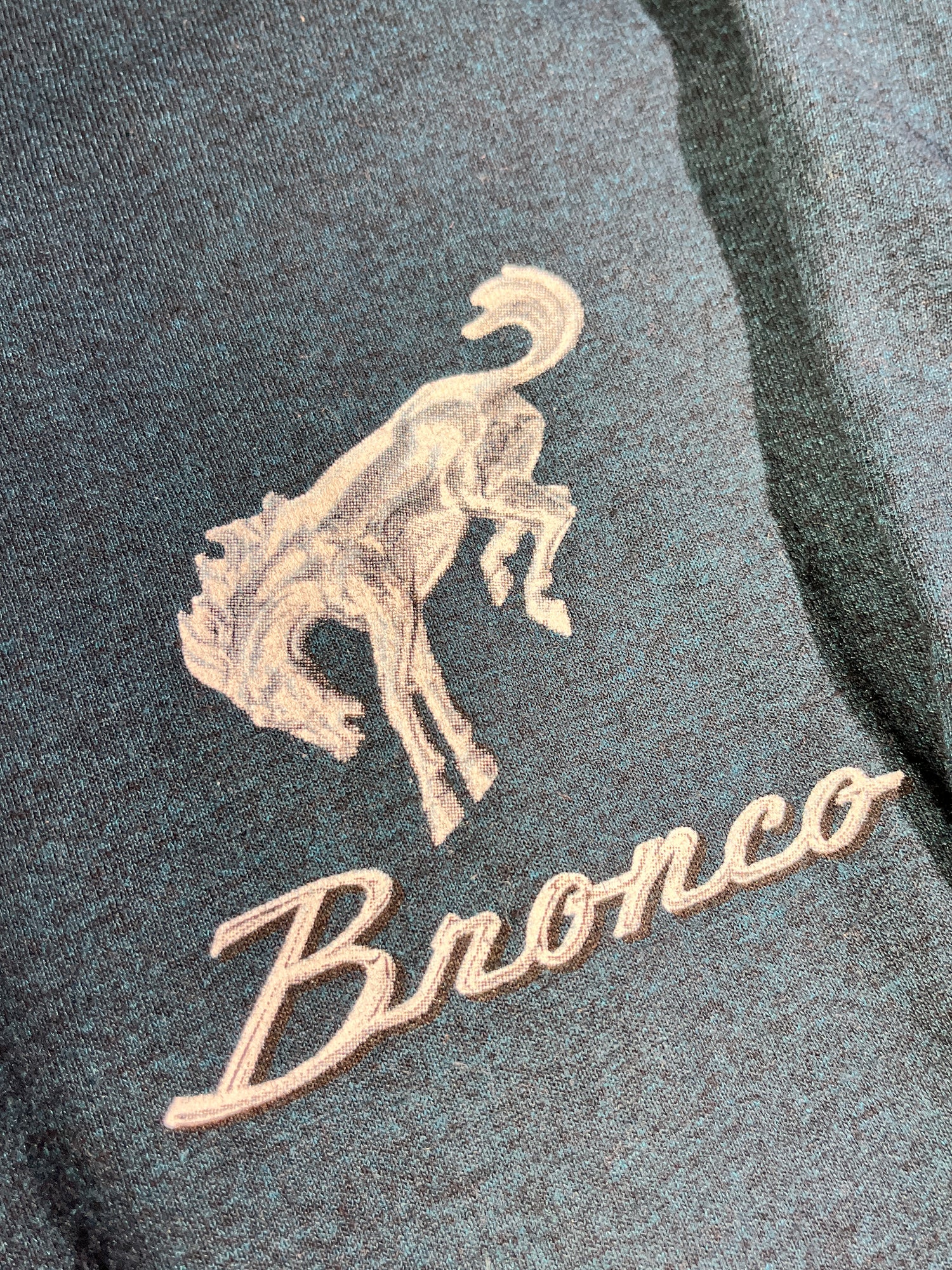 Light Blue T-Shirt - Vintage Ford Bronco Beach Scene w/ "Bronco By  Ford" Script