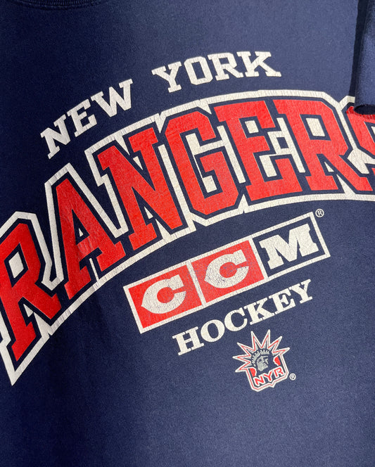 Vintage New York Rangers T-Shirt Crop Top NHL Hockey CCM