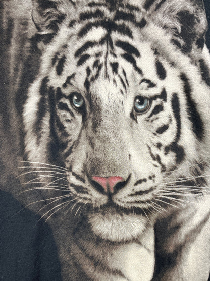 Vintage Tiger T-Shirt Animal White Tiger Backprint Blue Eyes