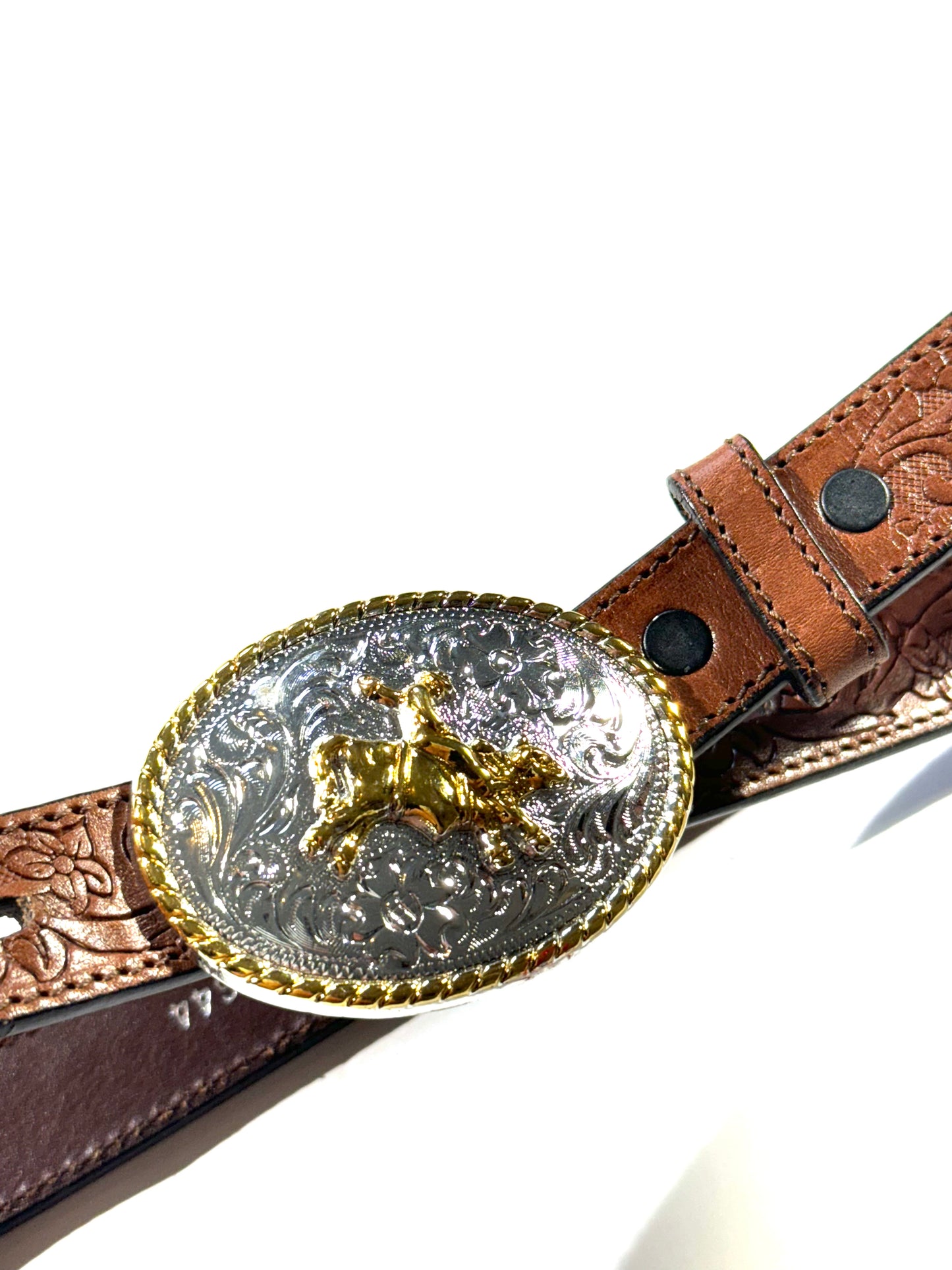 Vintage Western Belt With Big Buckle Rodeo