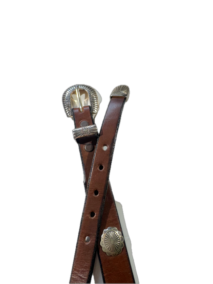 Vintage Western Belt With Metal Concho Medallions