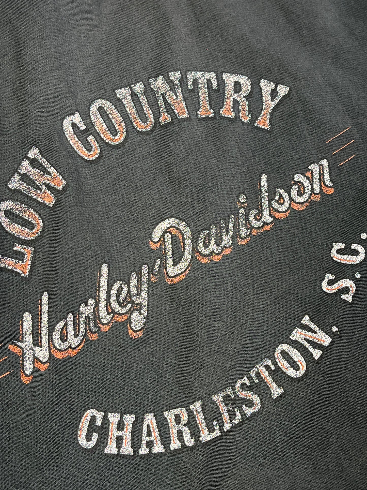 Vintage Harley Davidson T-Shirt Pocket Tee Charleston South Carolina Low Country Distressed