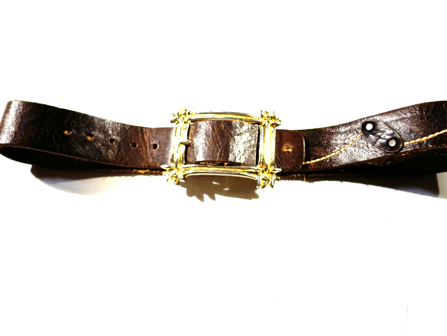 Vintage Western Leather Belt And Buckle Retro