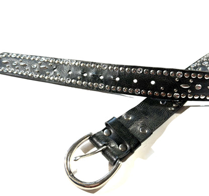 Vintage Western Belt Black Leather Belt With Studs