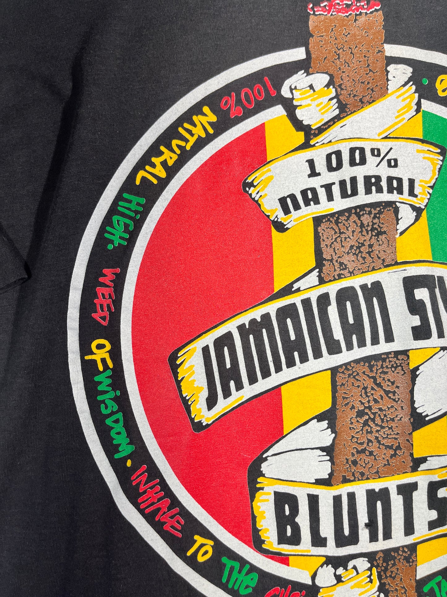 Vintage Blunt T-Shirt 100% Natural Jamaican Style Blunts Weed Irie 1980 Single Stitch Thin