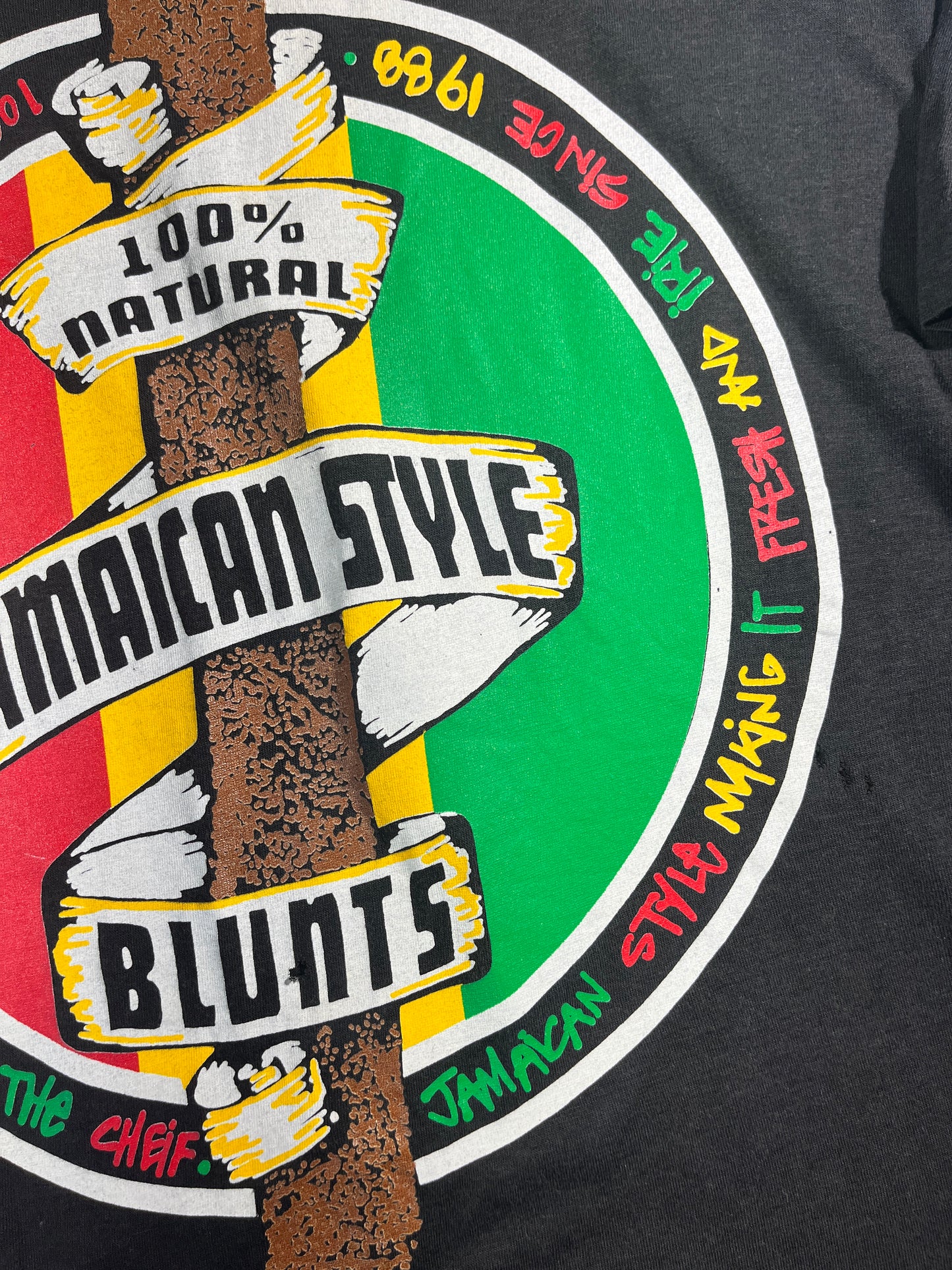 Vintage Blunt T-Shirt 100% Natural Jamaican Style Blunts Weed Irie 1980 Single Stitch Thin