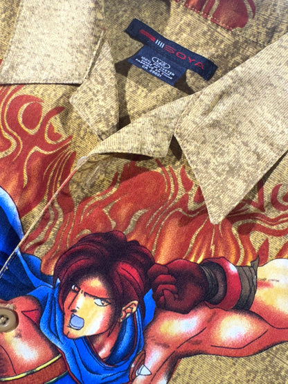 Vintage Silk Anime Button Up Shirt Top