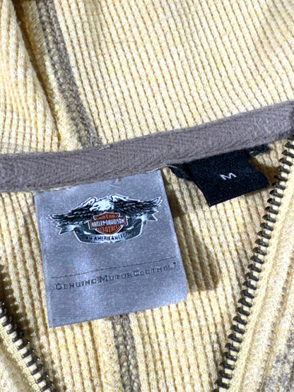 Vintage Harley Davidson Hoodie Quarter Zip Up Waffle