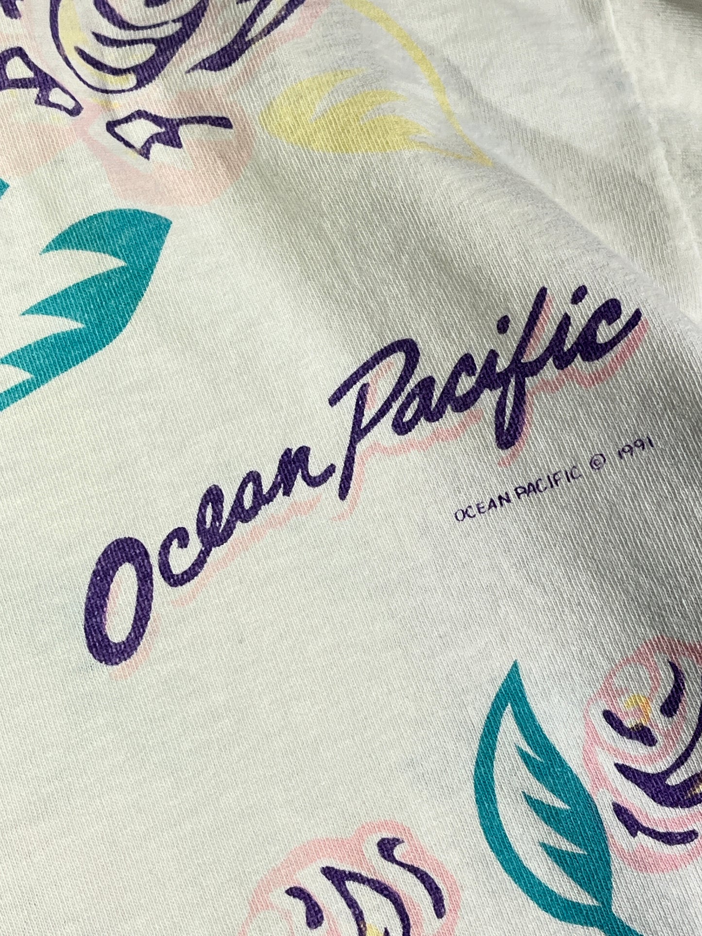 Vintage Ocean Pacific T-Shirt Cropped AND Boxy Fit 90's Floral