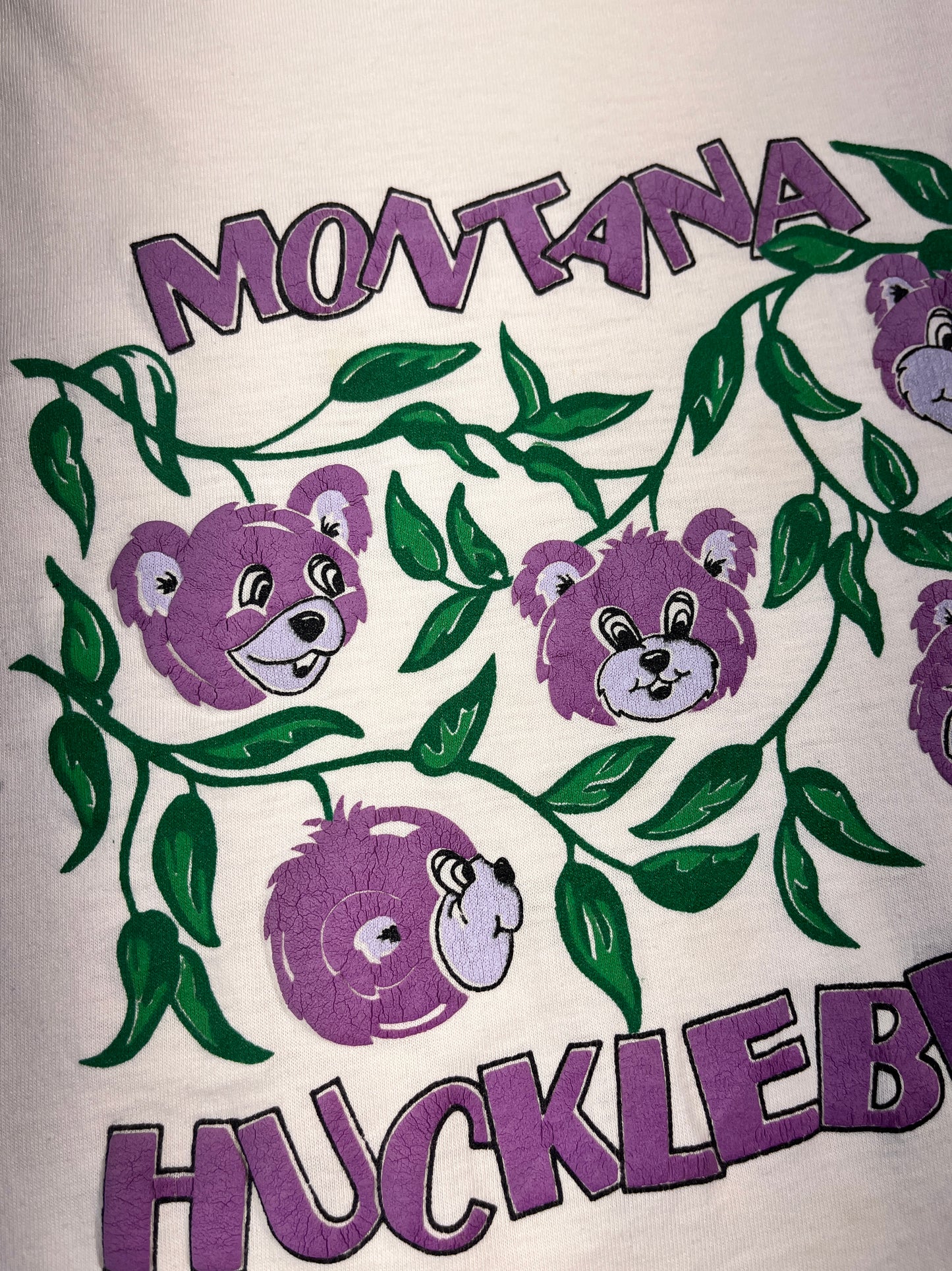 Vintage Montana Hucklebearies T-Shirt Crop Top Tee Cute