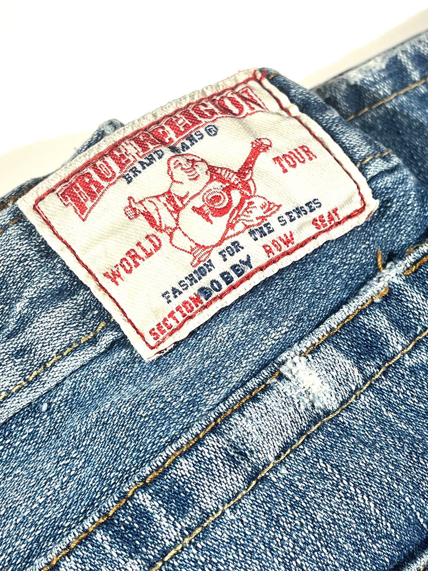 True Religion Mens Jack Super Skinny Jeans, Medium Wash Rips Denim