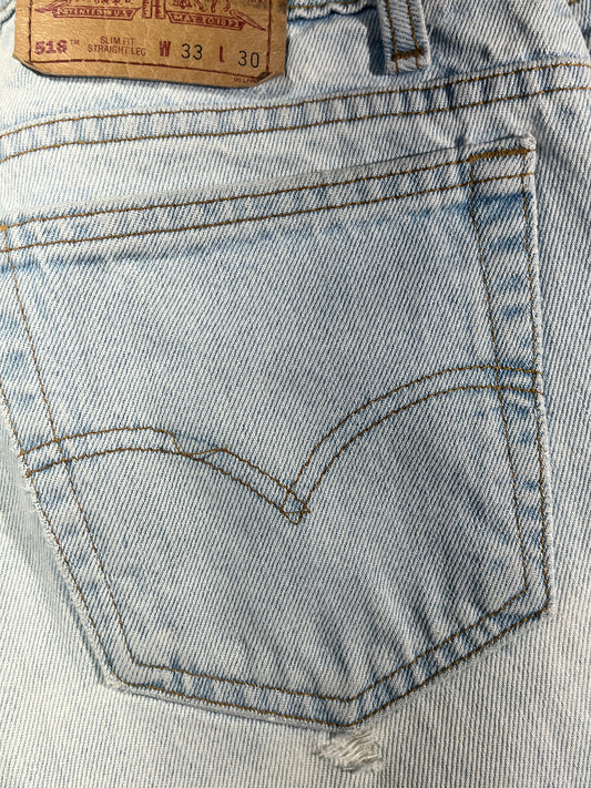 Vintage Levis Jeans Denim Light Wash 516 Slim Fit Straight Leg 1980's