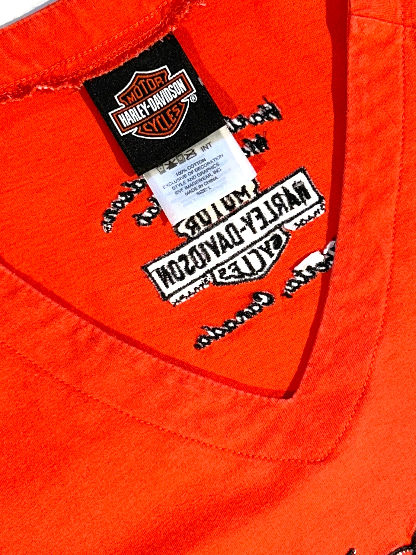 Vintage Harley Davidson T-Shirt Top Snap Button Shoulders