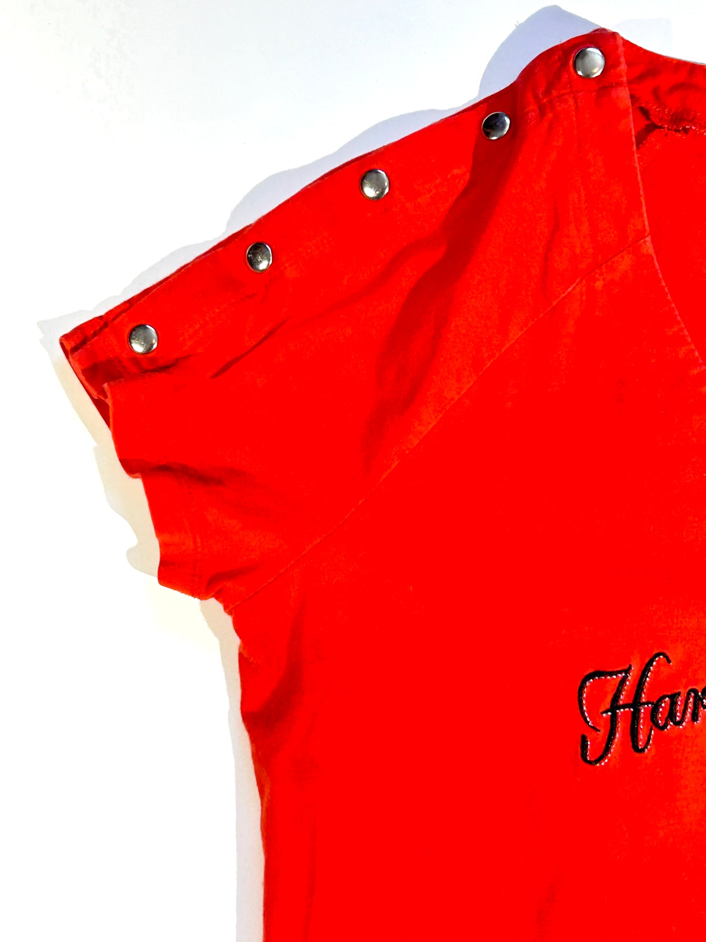 Vintage Harley Davidson T-Shirt Top Snap Button Shoulders