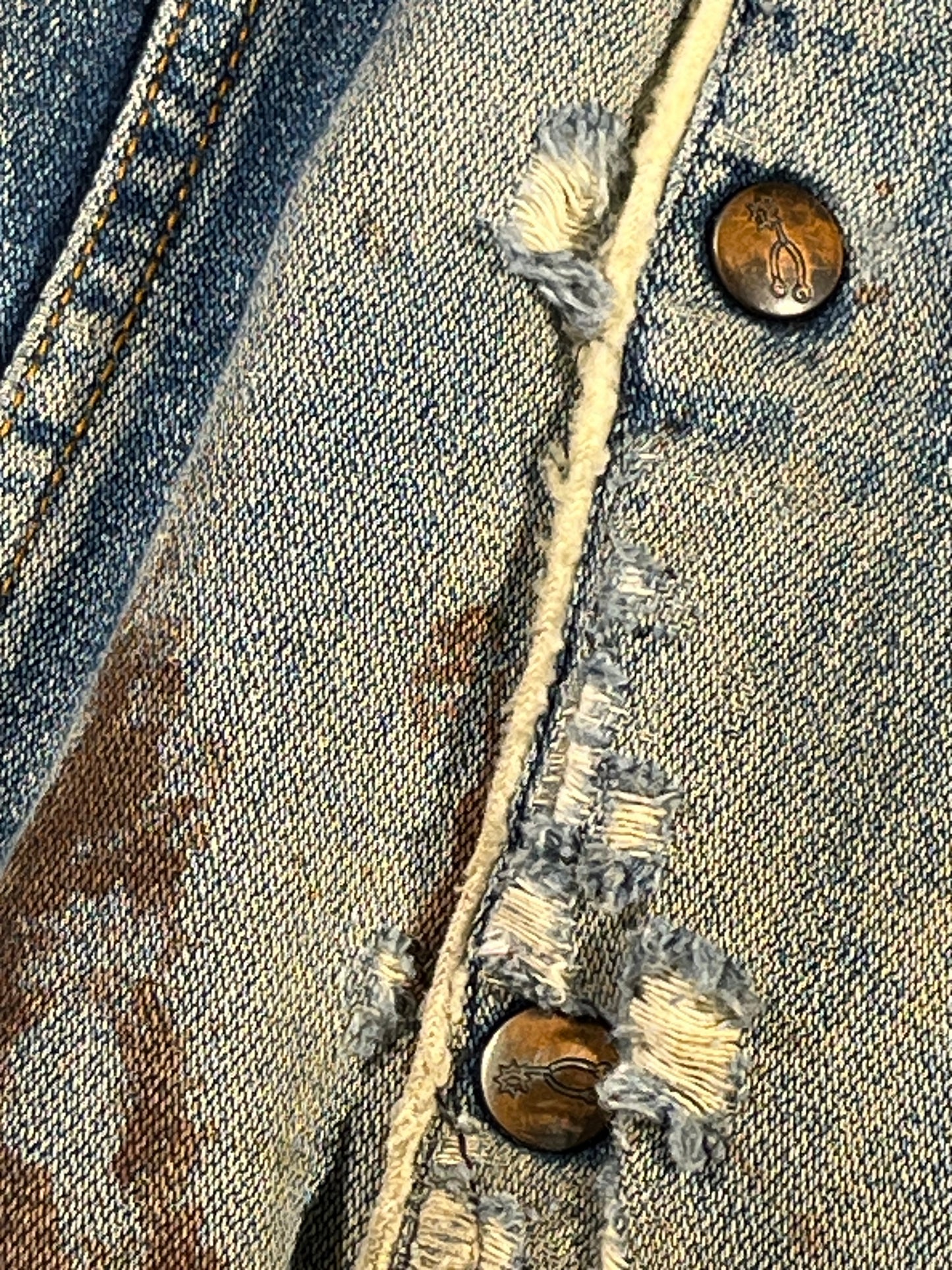 Vintage Denim Jacket Sherpa Lined Distressed Western