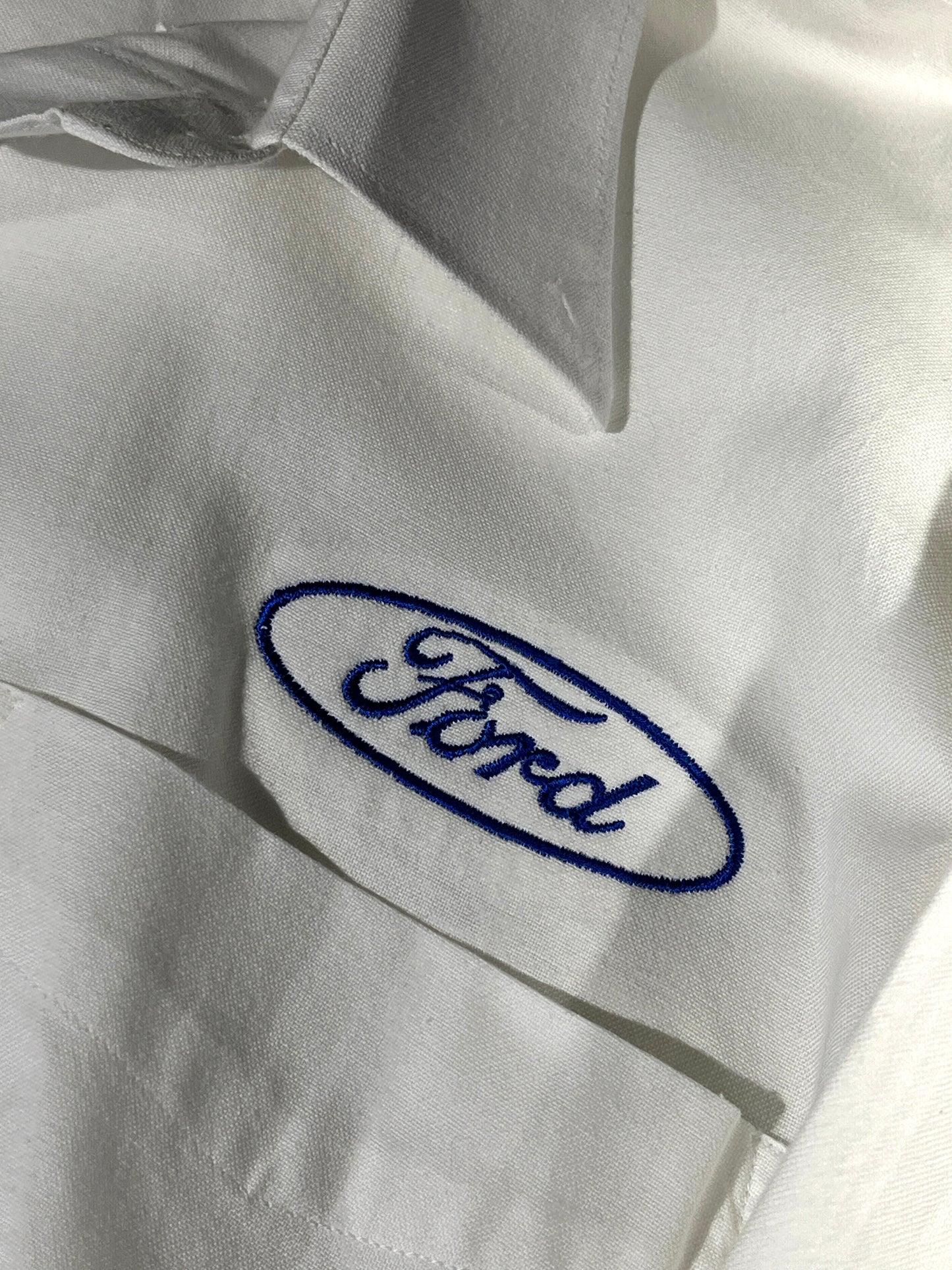 Vintage Ford Shirt Long Sleeve Button Up Car Embroidered Badge