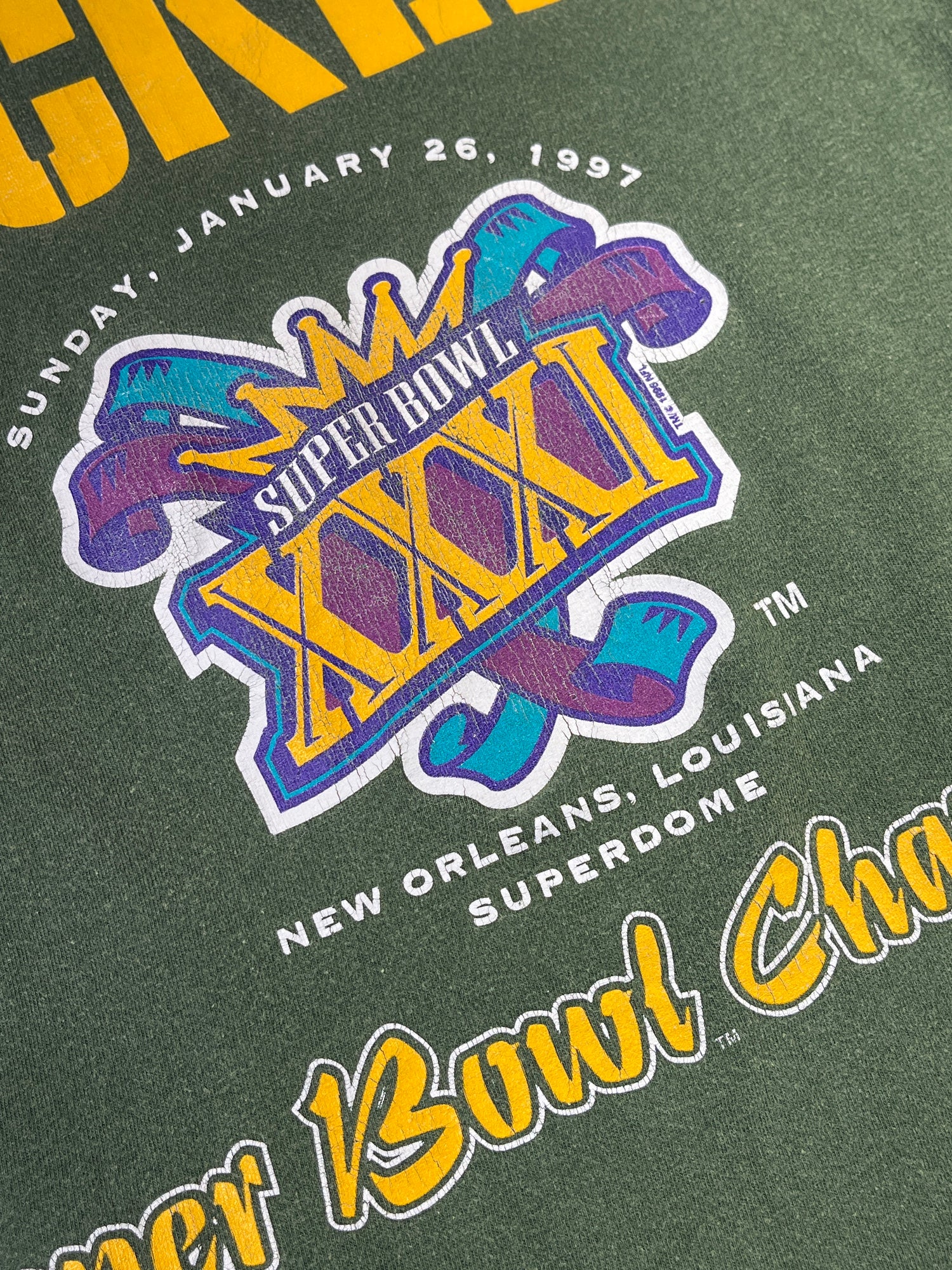 Vintage Super Bowl XXXI T-shirt / Green Bay Packers Vs New