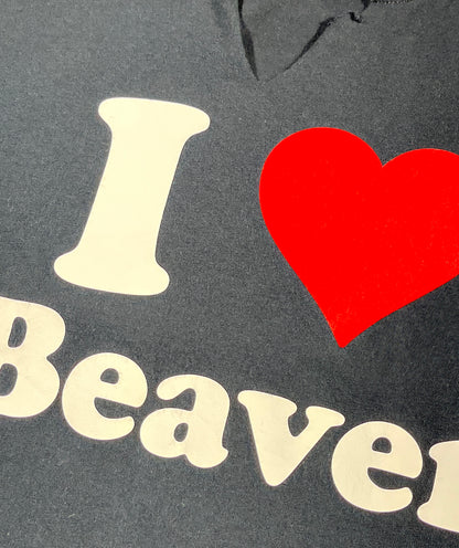 Vintage I Love Beaver T-Shirt Slogan Funny I Heart Tee